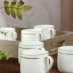 SONAKI White 6-Pieces Solid Bone China Cups Set-14