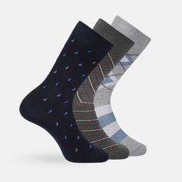 INVICTUS Men Set of 3 Patterened Above Ankle-Length Socks-9