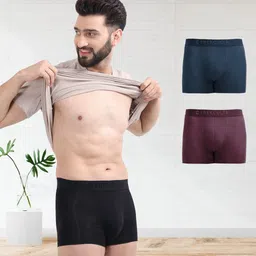 FREECULTR Men Pack Of 3 Solid 3X Anti-Microbial Air-Soft Micromodal Trunks FC-CX-T-SAB-SPB-PW-picture-31