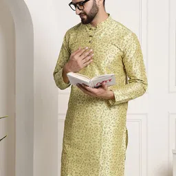 SOJANYA Floral Printed Mandarin Collar Long Sleeves Straight Kurta-picture-19