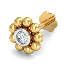 KUBERBOX 18K Yellow Gold Diamond Aureate Beads Nose Stud-40