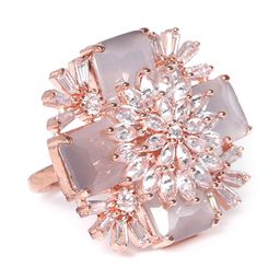 JEWELS GEHNA Grey Rose Gold-Plated AD-Studded Handcrafted Adjustable Finger Ring-image-42