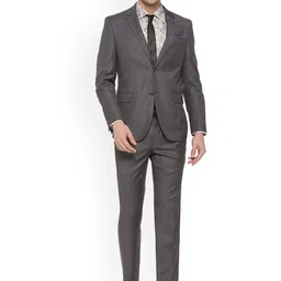 Van Heusen Men Grey Solid Single-Breasted Two Piece Suit-image-59