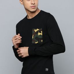 Flying Machine Men Black Solid Pure Cotton Pullover Sweatshirt-image-20