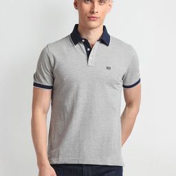 Arrow Sport Tipped Contrast Polo Collar Pure Cotton T-shirt-image-66