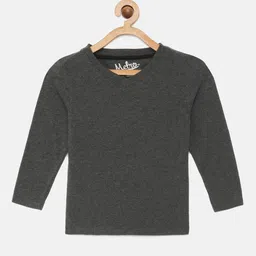 METRO KIDS COMPANY Boys Charcoal Black Solid V-Neck Sustainable T-shirt-image-76