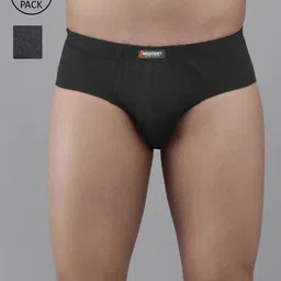 Wildcraft Men Pack of 2 Black & Charcoal Grey Solid Basic Briefs 8903338320609-52