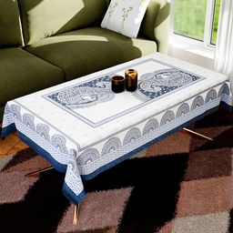 Kuber Industries Blue Ethnic Motifs Cotton 4-Seater Table Cover-33