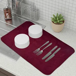 Kuber Industries Brown and Red 3 Pieces Rectangular Table Placemats-16