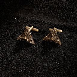 COSA NOSTRAA Men Antique Gold-Toned The Sui Generis Textured Cufflinks-image-54