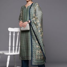 Varanga Ethnic Motifs Printed Chanderi Silk Kurta with Trousers & With Dupatta-3
