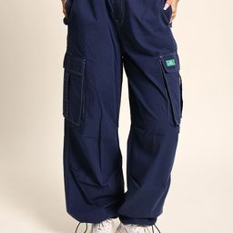 URA STREET Women Relaxed Loose Fit High-Rise Cargos Trousers-picture-6