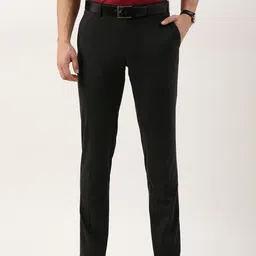 Peter England Men Regular Fit Solid Mid-Rise Formal Trousers-picture-30