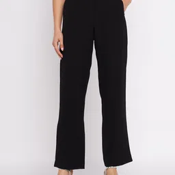 Antheaan Elit Women Classic Straight Fit High-Rise Formal Trousers-image-13