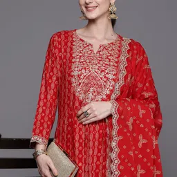 Anouk Bandhani Printed Regular Sequinned Kurta With Trousers & Dupatta-picture-13