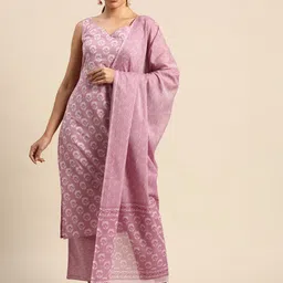 anayna Ethnic Motifs Printed Pure Cotton Kurta with Trousers & With Dupatta-0