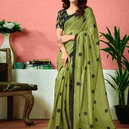 Sangria Polka Dots Printed Ready To Wear Saree With Unstitched Blouse-20