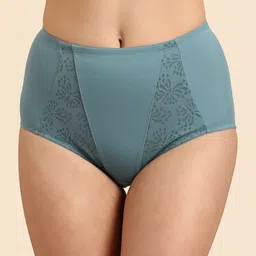 Triumph Women Blue Solid Lace insert Minimizer High Waist Seamless Hipster Brief-image-41