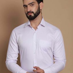 TAG 7 Straight Cutaway Collar Long Sleeves Chambray Weave Pure Giza Cotton Formal Shirt-image-64