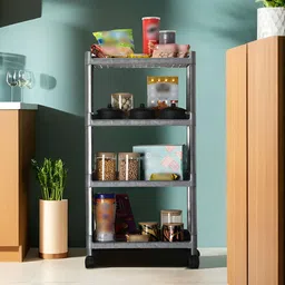 Myntra Elegant Homes Grey 4-Layer Storage Rack With Wheels-40