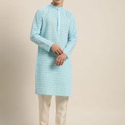 SOJANYA Men Quirky Embroidered Thread Work Kurta-11