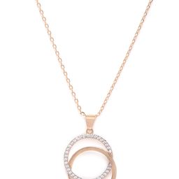 JEWELS GEHNA Women Rose Gold Plated CZ Stone-Studded Handcrafted Pendant With Chain-12