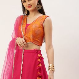 Ethnovog Woven Design Ready to Wear Lehenga & Blouse With Dupatta-image-66
