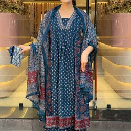 DIVASTRI Women Printed Regular Kurta with Palazzos & With Dupatta-picture-17