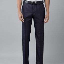 Park Avenue Men Solid Smart Slim Fit Mid-Rise Plain Woven Flat-Front Formal Trousers-image-82