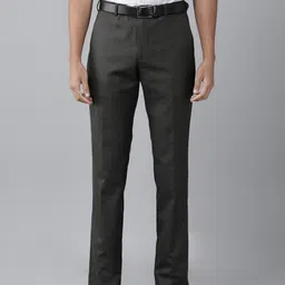 Park Avenue Men Solid Smart Slim Fit Mid-Rise Plain Woven Flat-Front Formal Trousers-image-94
