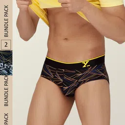 XYXX Men Flux IntelliSoft Pack of 2 Printed Micro Modal Basic Briefs XYBRF2PCKN437-36