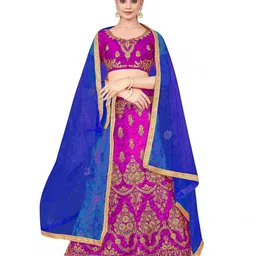 Maroosh Embroidered Thread Work Semi-Stitched Lehenga & Unstitched Blouse With Dupatta-picture-5