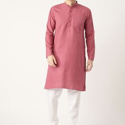 SOJANYA Men Mauve Solid Kurta with Churidar-picture-20