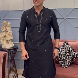 KISAH Men Ethnic Motifs Embroidered Thread Work Kurta-image-63