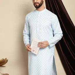 Anouk Ethnic Motifs Printed Band Collar Straigt Kurta-image-67