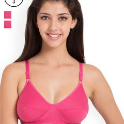 Souminie Pink Pack Of 3 Solid Non-Wired Non Padded Everyday Bra SLY935-3PC-picture-29