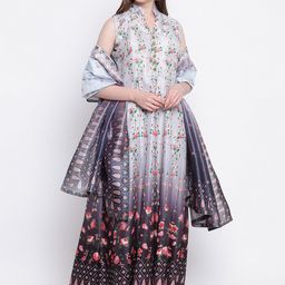 Kvsfab Women Grey Printed A-Line Kurta-image-47