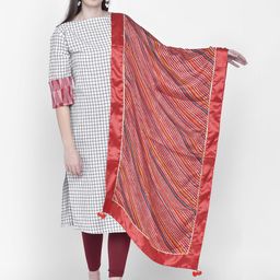 Dupatta Bazaar Red & White Leheriya Dupatta-picture-31