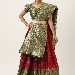 Fabcartz Unstitched Zari Lehenga & Blouse With Dupatta-picture-48