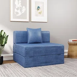 Torque Messi Flipper Blue Single 1 Seater Foldable Sofa Cum Bed With Cushion-image-18