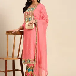 all about you Ethnic Motifs Embroidered Regular Gotta Patti Chanderi Silk Kurta with-picture-10