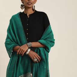 Taavi Striped Handloom Sustainable Dupatta with Sequinned-picture-0