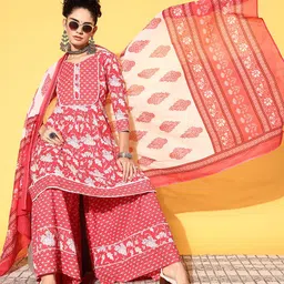 Kvsfab Women Floral Pure Cotton Print Parade Kurta Set-image-20