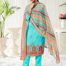 ALIZEH Ethnic Motifs Printed Sequinned Straight Kurta With Trousers & Dupatta-5