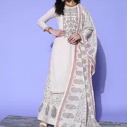 Kvsfab Women Ethnic Motifs Pure Cotton Print Parade Kurta Set-image-60