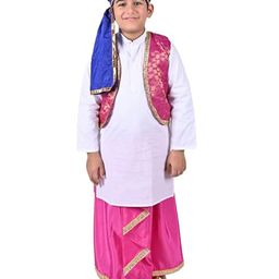 itsmycostume Boys Kurta With Dhoti , Jacket & Cap Punjabi Folk Dance Costume-22
