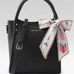 Van Heusen Textured Structured Handheld Bag with Detachable Sling Strap-34