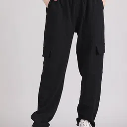 Raxedo Women Mid Rise Loose Fit Pure Cotton Cargo Track Pant-picture-44