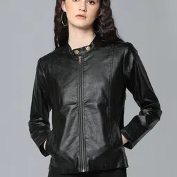 Flying Machine Women Black Solid Lightweight Biker Jacket-image-21