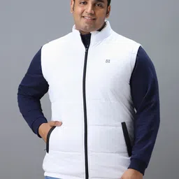 Urbano Plus Men Plus Size Sleeveless Zippered Puffer Jacket-image-53
